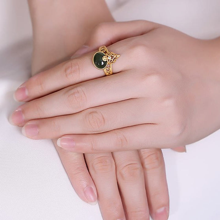 Ring Kupfer Jade Münze Erfolg Glück Feng Shui getragen