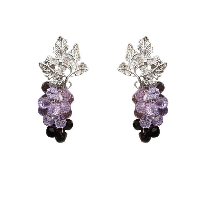 Ohrringe Kupfer Weintrauben – Wohlstand Amethyst lila Blätter Silber Schmuck