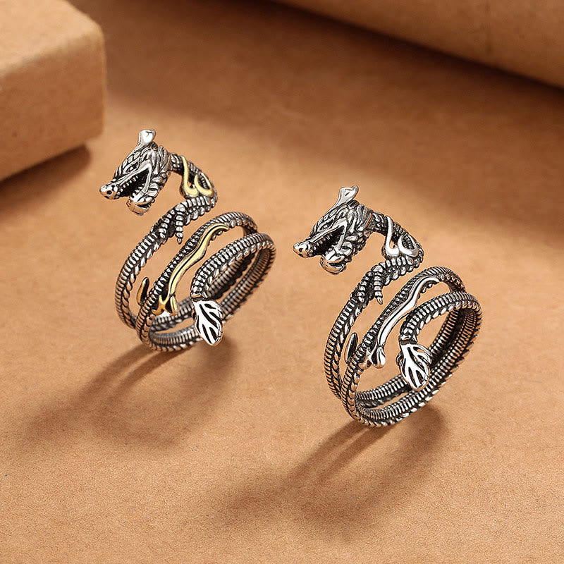 Kupfer Drachen Ring Stärke Kraft Fengshui Schutz Glück Schmuck