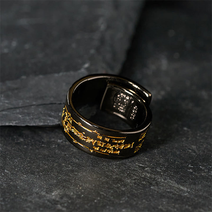 Ring Kupfer Mantra Balance schwarzer Stein Fengshui Schutz Glück