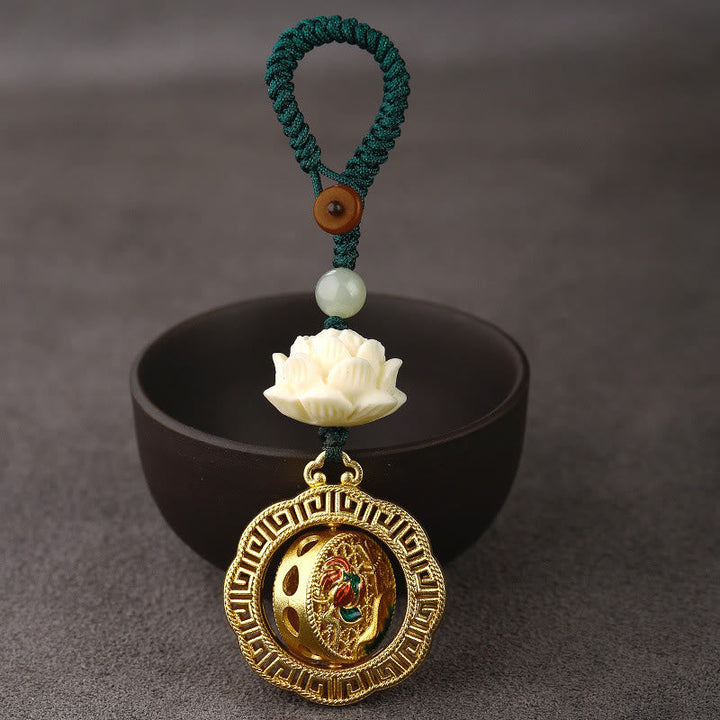 Schlüsselanhänger Bodhi Jade Kupfer – Frieden Lotus Glücksbringer spirituell