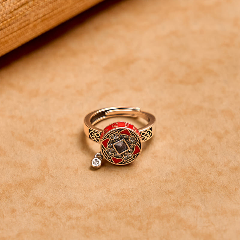 Kupfer Ring Om Mani Padme Hum Gebetsrad Wohlstand Fengshui Gold