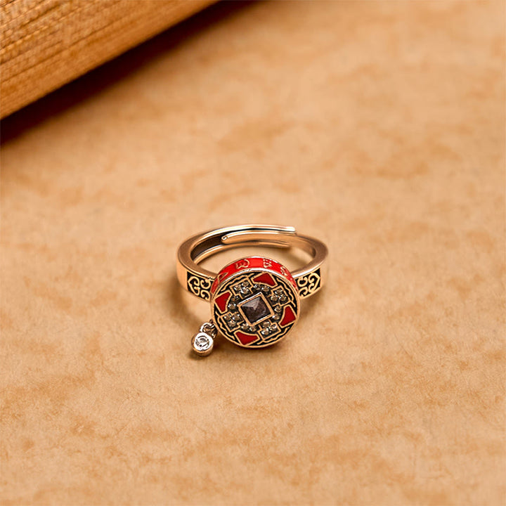Kupfer Ring Om Mani Padme Hum Gebetsrad Wohlstand Fengshui Gold