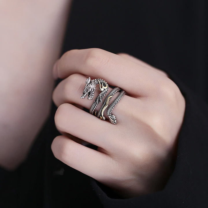 Ring Kupfer Drachen Fengshui Stärke Glück Schutz elegant Schmuck