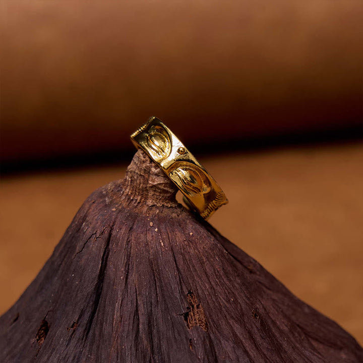 Ring aus Kupfer mit meditierendem Buddha Ruhe Glück Schutz