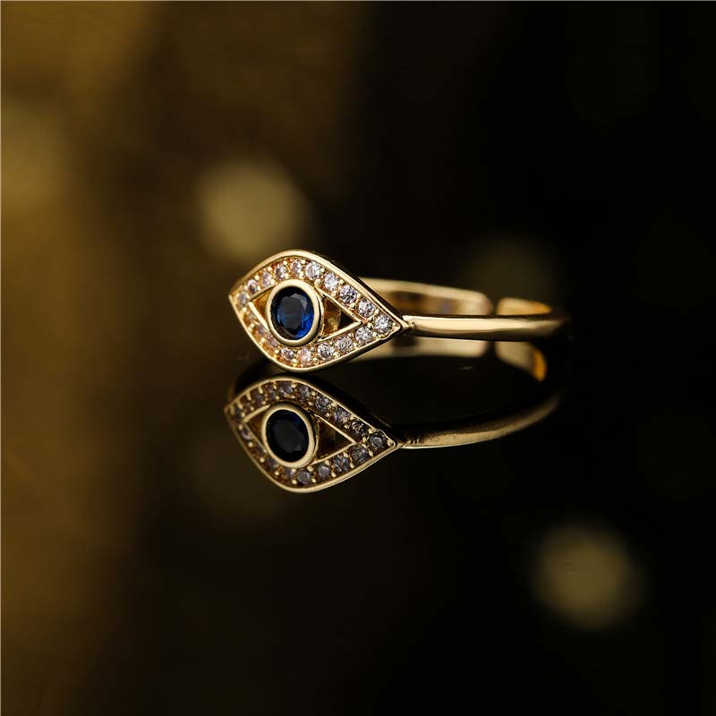 Böser Blick Ring Kupfer mit blauem Stein Schutz Segen Fingerring