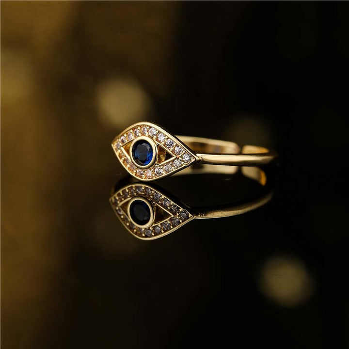 Böser Blick Ring Kupfer mit blauem Stein Schutz Segen Fingerring