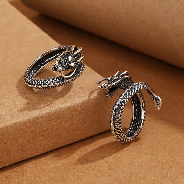 Ring Offener Kupfer-Drachen – Stärke Fengshui Schutz Glück Schmuck