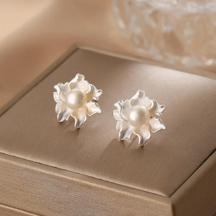 Ohrringe Perlen Kupfer Blume Blütenform elegant Schmuck spirituell Ohrstecker
