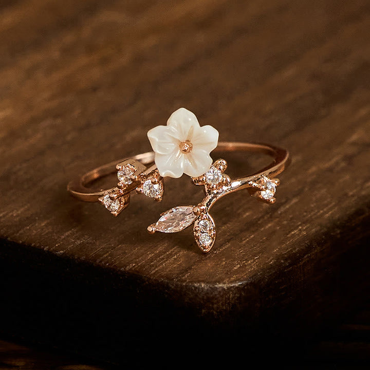 Ring Kupfer weiße Blume Jade Heilstein Glück Energie Schutz Wellness