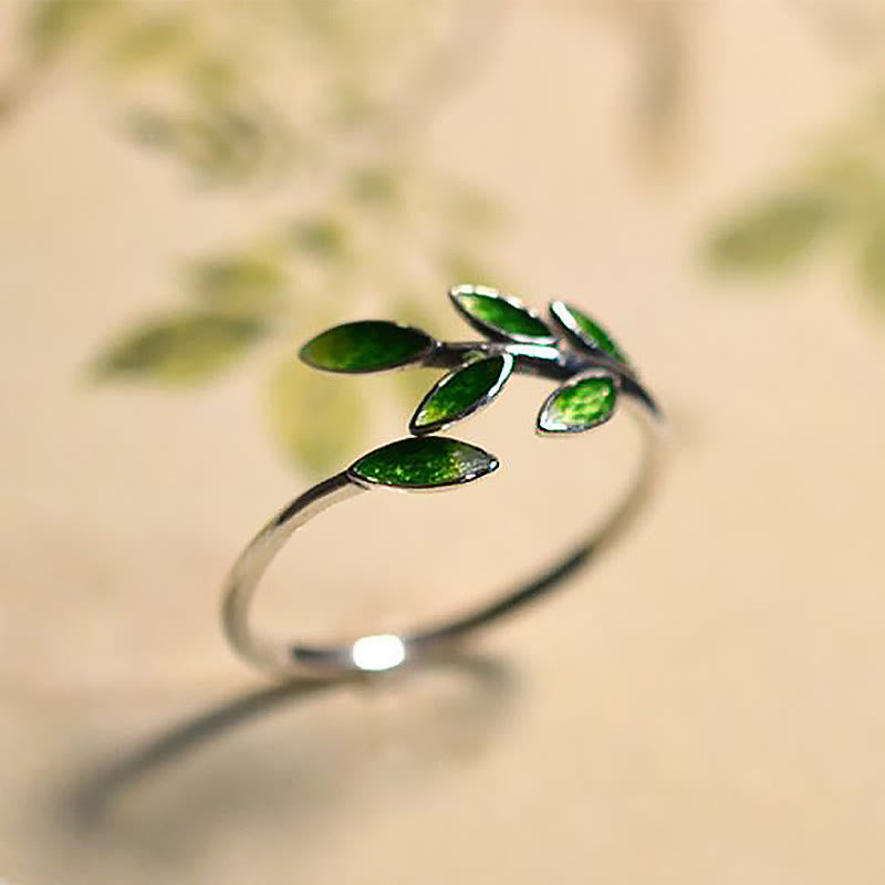 Ring Kupfer Buddha Stein Blätter Wohlstand Fengshui Glück Eleganz