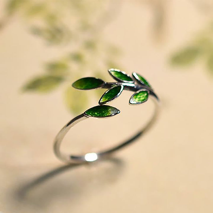 Ring Kupfer Buddha Stein Blätter Wohlstand Fengshui Glück Eleganz