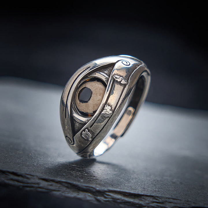 Ring Kupfer mit Dzi Stein Böses Auge Fengshui Schutz