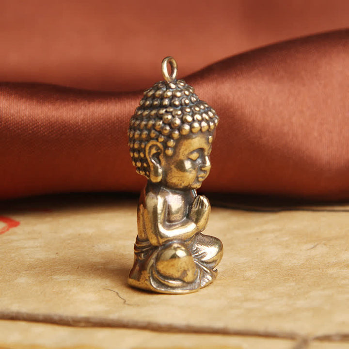 Buddha Schlüsselanhänger Kupfer Mitgefühl meditierend spirituell Glücksbringer Anhänger