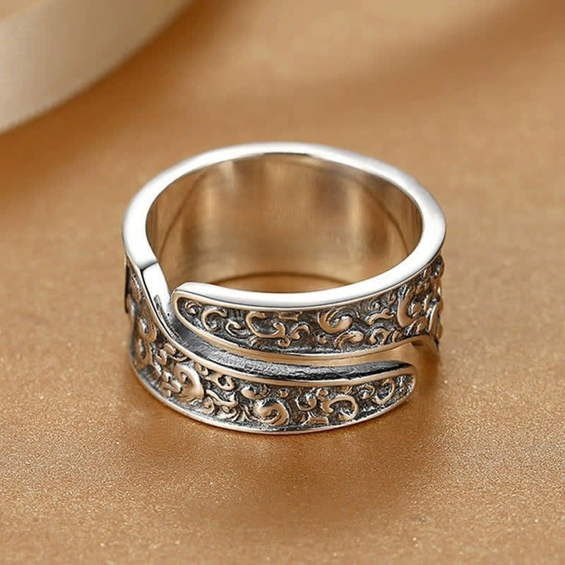 Pixiu Ring aus Kupfer mit ornamentalen Gravuren Fengshui Schutz Fingerring