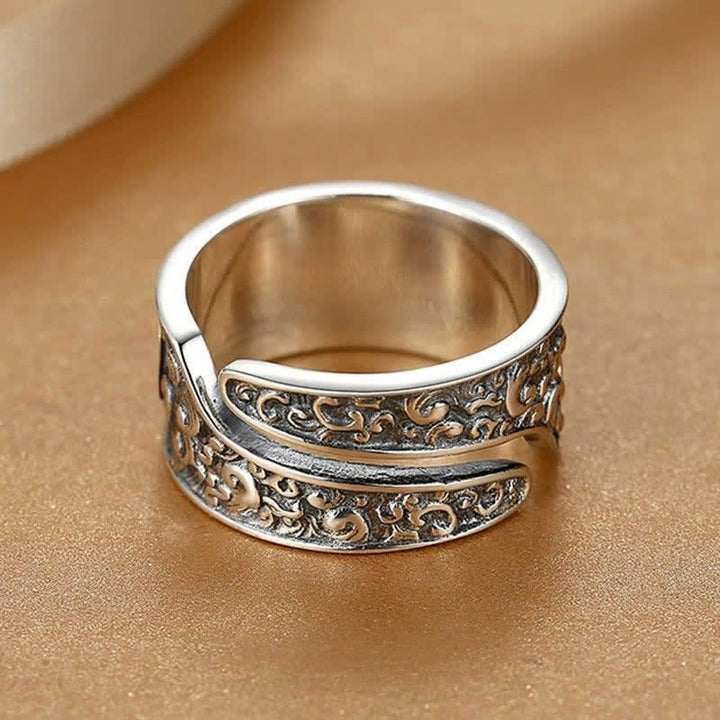 Pixiu Ring aus Kupfer mit ornamentalen Gravuren Fengshui Schutz Fingerring