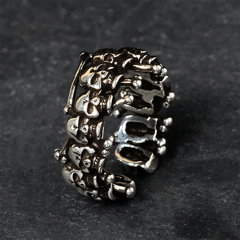 Schädel Ring Kupfer Knochen Biker Design Silber Schmuck