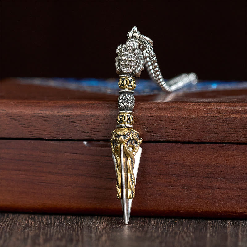 Tibetische Kette Kupfer Vajra – Heilung mit silbernem Buddha Anhänger Dornen