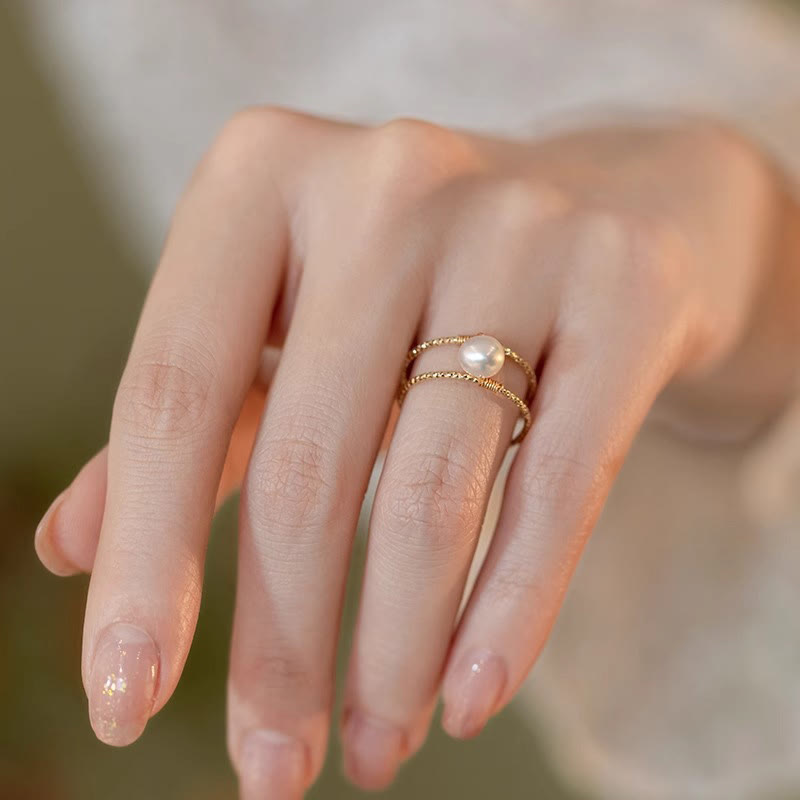 Ring Kupfer Jade Perle getragen Hand Glück elegant