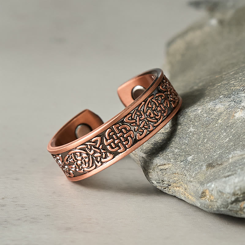 Kupfer Ring ornamentales Linienmuster – Glück Fengshui Wohlstand Harmonie