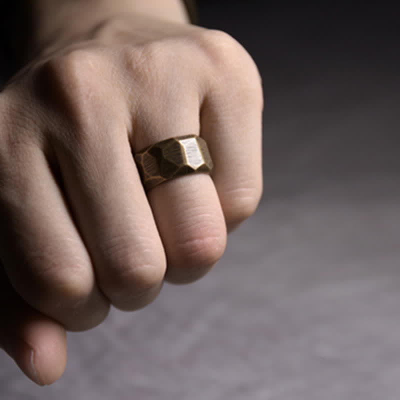 Tibetischer Kupfer-Ring mit Facetten-Design Feng Shui Wohlstand Schutz