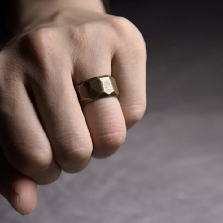 Tibetischer Kupfer-Ring mit Facetten-Design Feng Shui Wohlstand Schutz