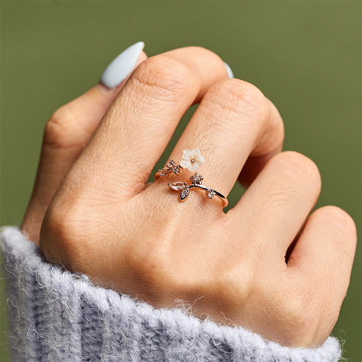 Ring Kupfer Weiße Blume Heilung getragen Hand Schmuck Fingerring