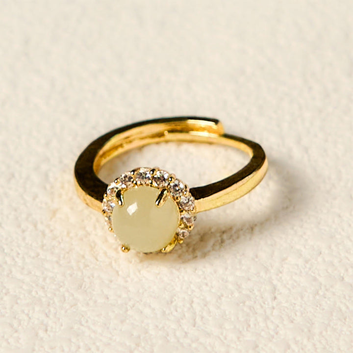 Ring Kupfer mit Hetian Jade Ei Stein für Glück Wohlstand