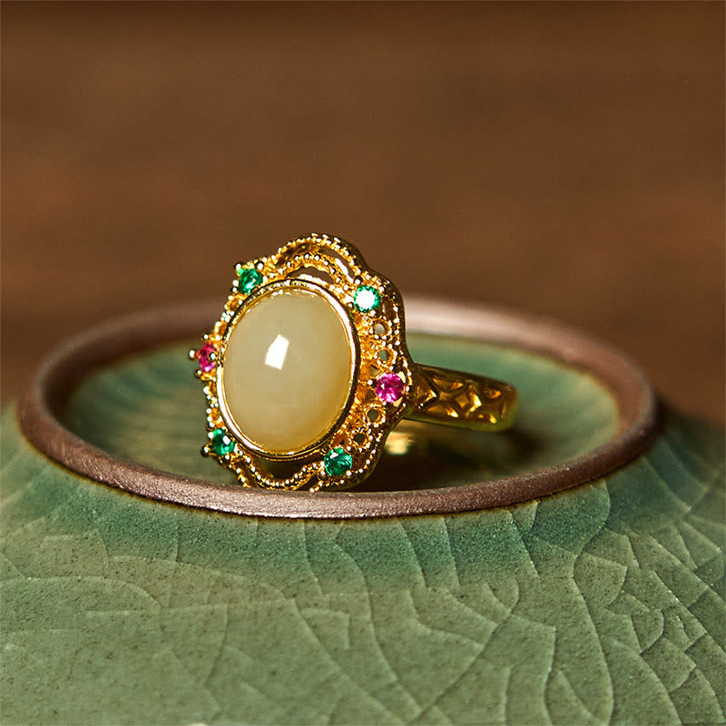 Ring Kupfer Jade Ei Glück Feng Shui Schutz Stein