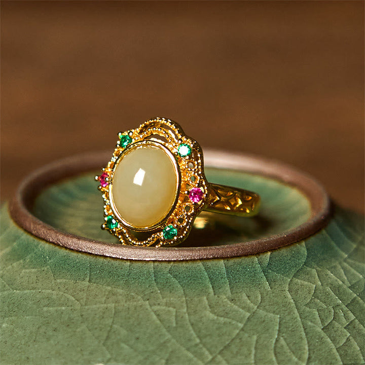 Ring Kupfer Jade Ei Glück Feng Shui Schutz Stein