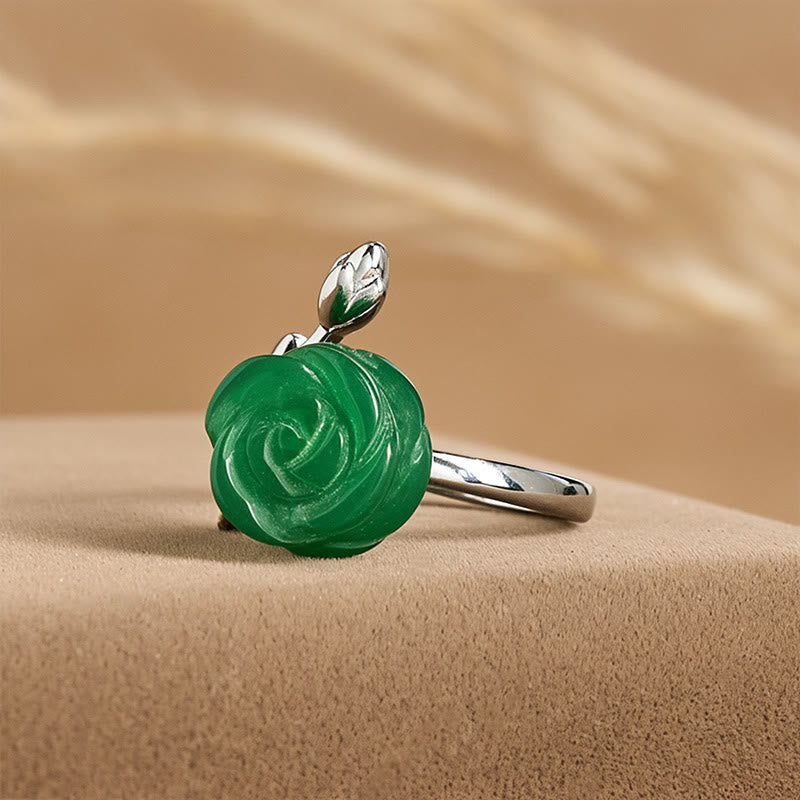 Ring grüner Jaspis Stein Silber Balance Energie Fengshui Schutz Glück