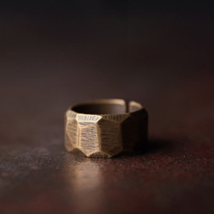 Kupfer Ring tibetisches Design strukturiert Fengshui Wohlstand Glück