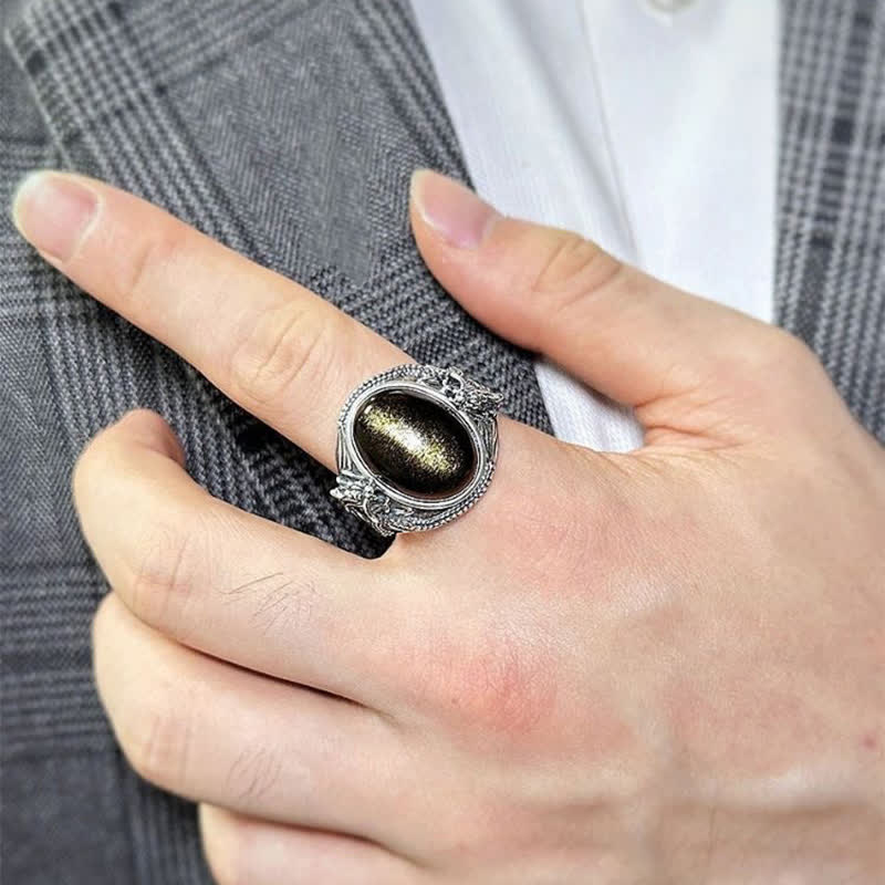 Ring Kupfer Schwarzer Onyx getragen Schutz Fengshui Kraft