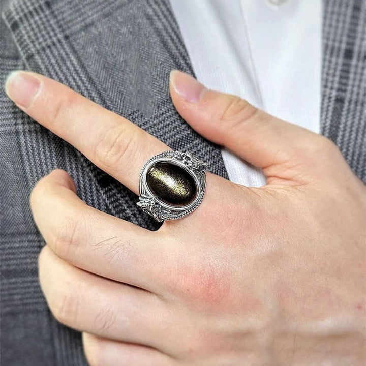 Ring Kupfer Schwarzer Onyx getragen Schutz Fengshui Kraft