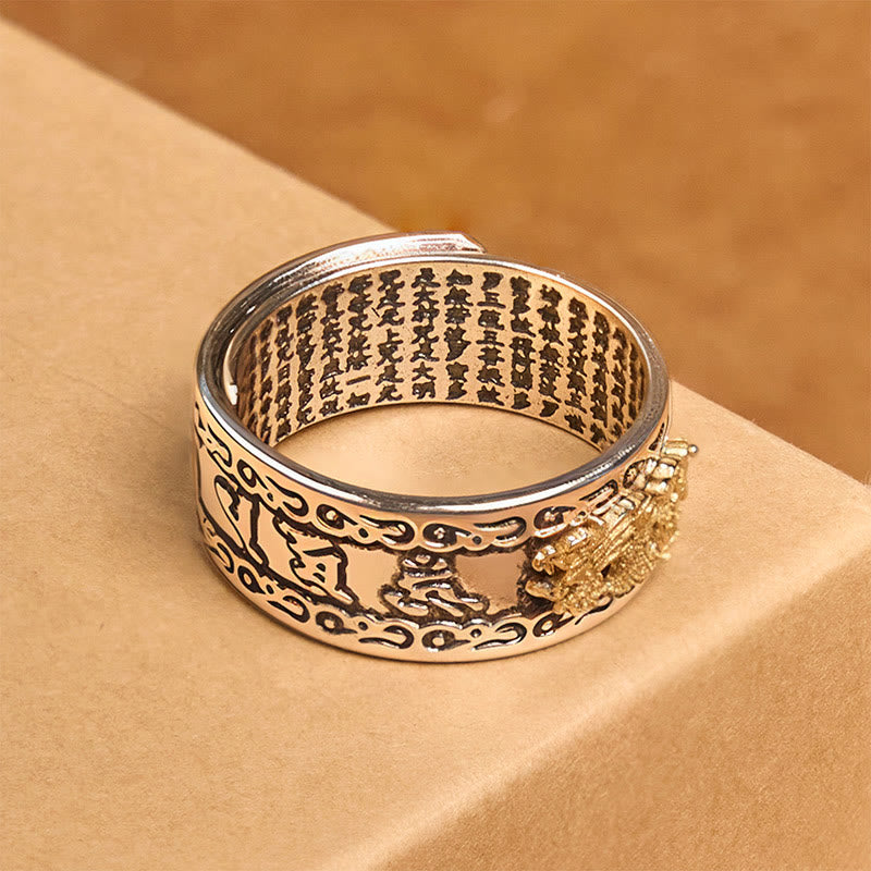 Drachen Ring aus Kupfer Herzsutra für Stärke und Schutz