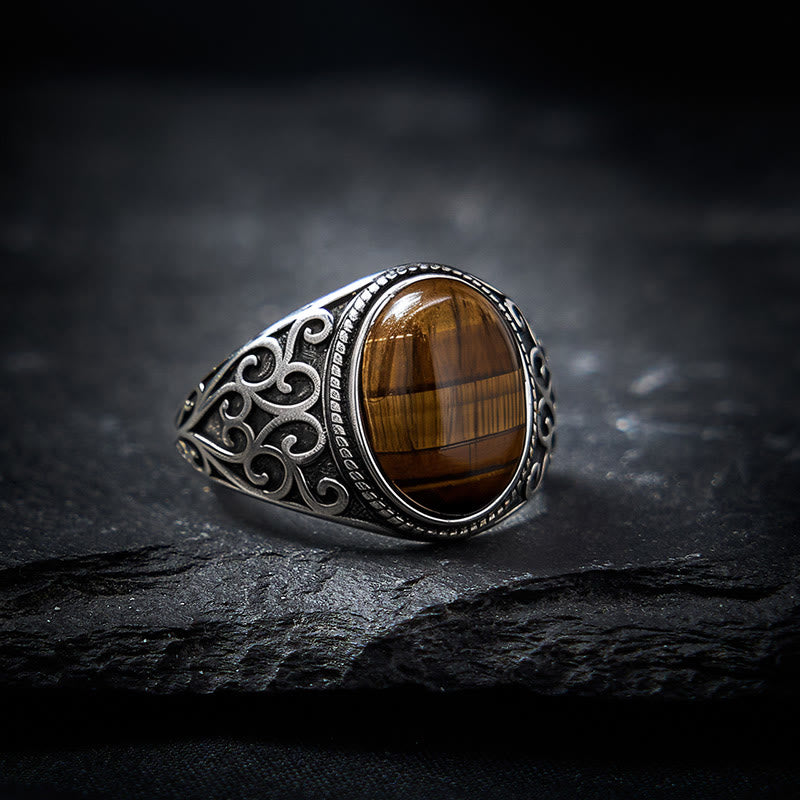 Ring Tigerauge Kupfer Stärke Kraft Schutz Fengshui Glück Energie