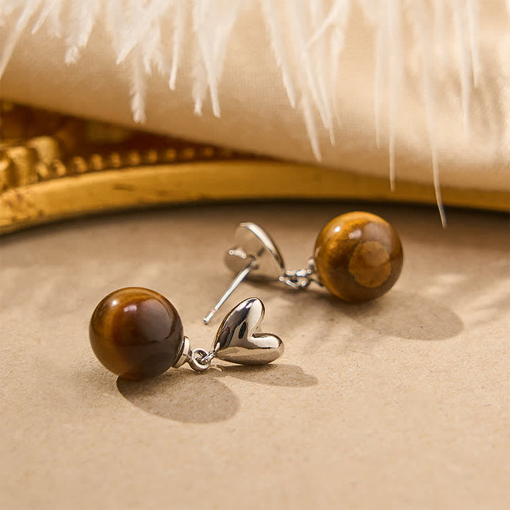 Ohrringe Tigerauge Herz Kupfer Boho Schmuck spirituell Ohrhänger elegant