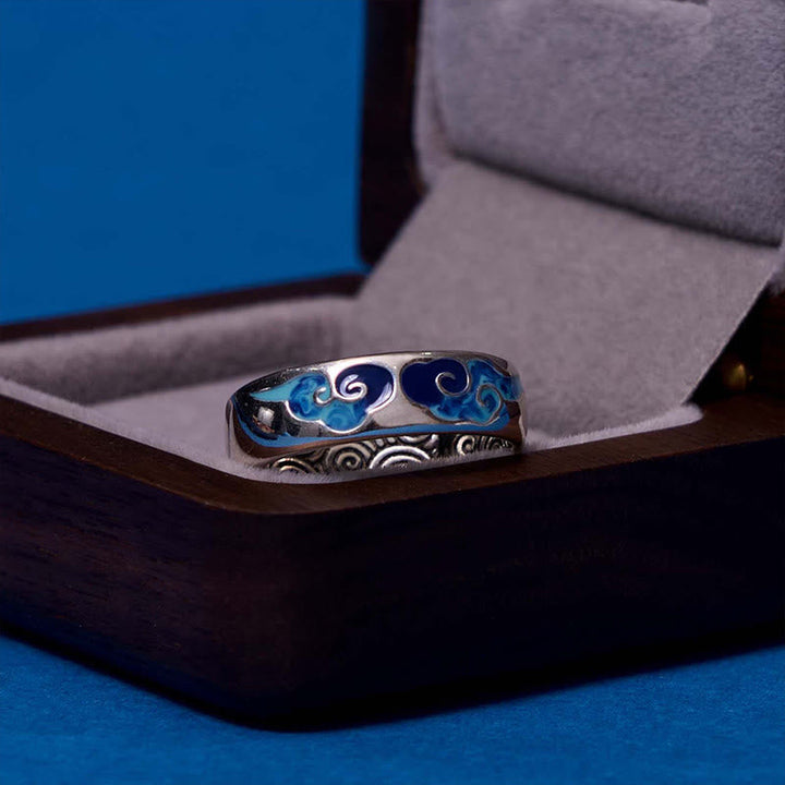 Ring Kupfer mit blauen Glückswolken Wohlstand Fengshui Schmuck Fingerring