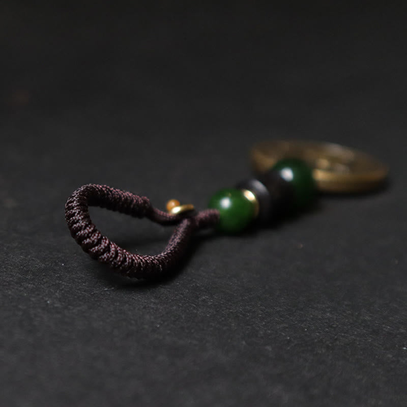 Schlüsselanhänger Pferd Bagua Kupfer Jade geflochten Feng Shui Glücksbringer spirituell