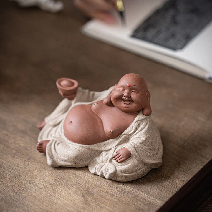 Lachender Buddha Geldkröte Glück Statue