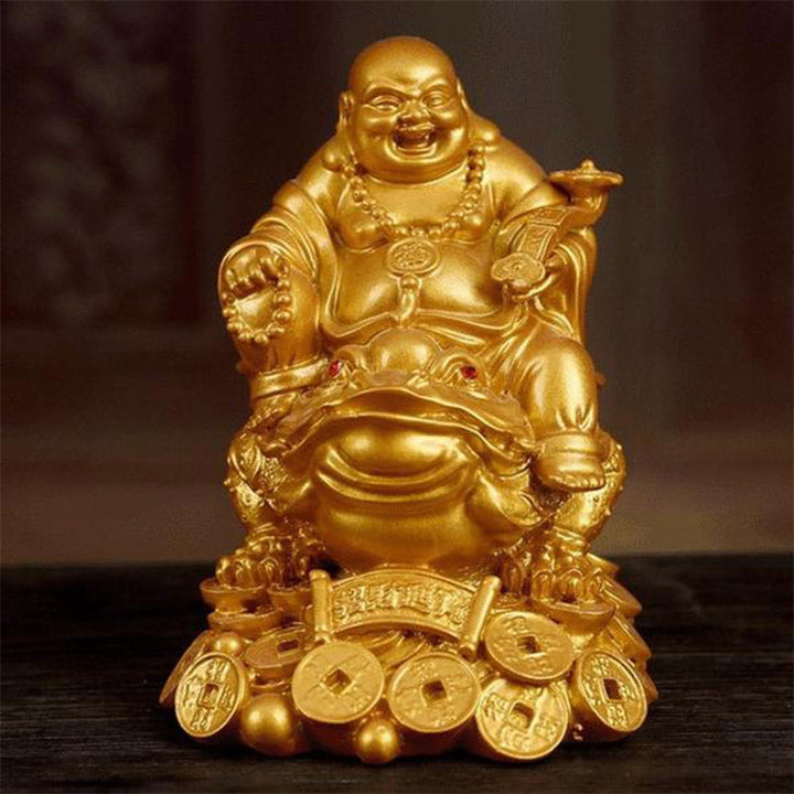 Lachender Buddha Kröte Feng Shui Wohnzimmer