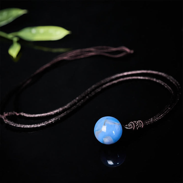 Balance-Kette mit blauem Achat-Anhänger Naturstein Schmuck