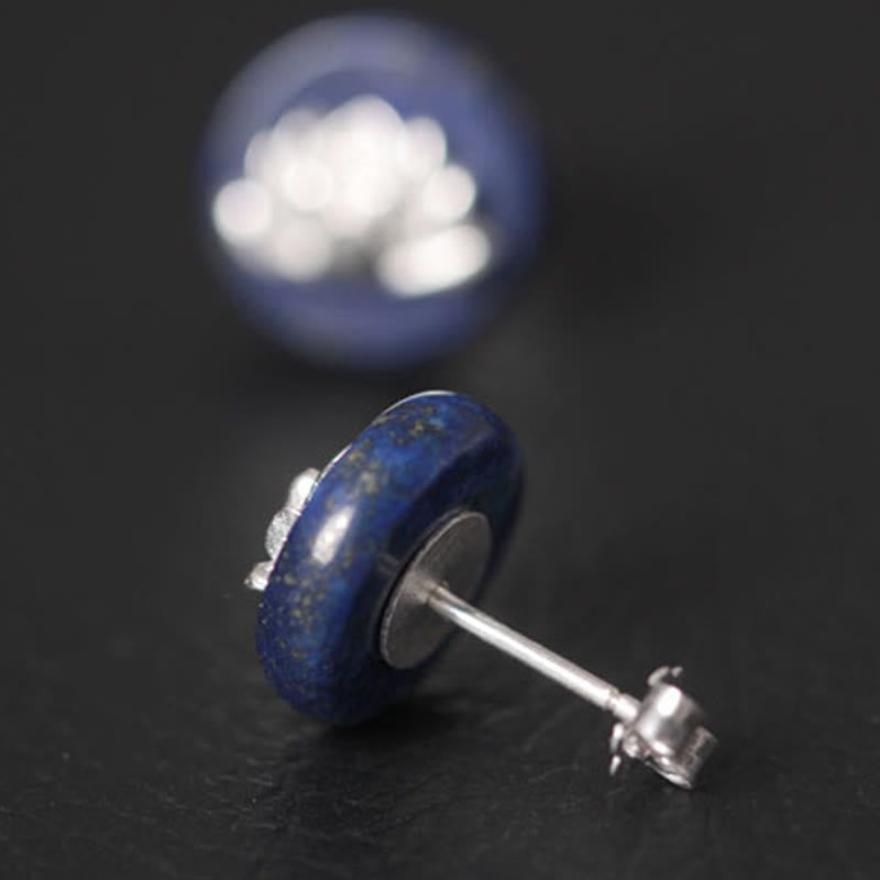 Lapislazuli Ohrringe Silber Lotus Boho Schmuck spirituell Ohrstecker blau