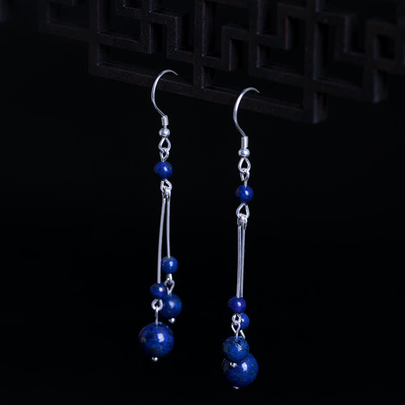 Ohrringe Lapislazuli Silber hängend Boho Schmuck spirituell elegante Ohrhänger
