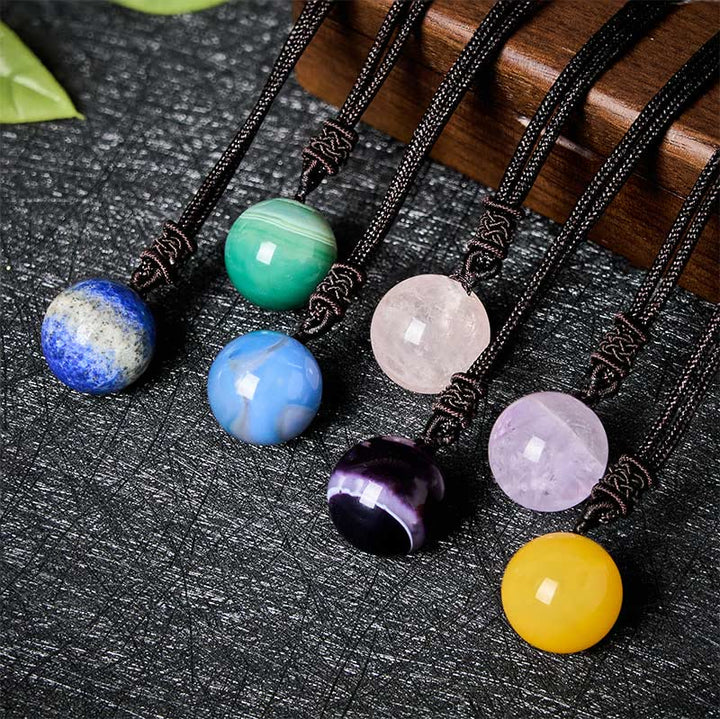 Lapislazuli Amethyst Achat Kette Anhänger Naturstein Balance Chakra