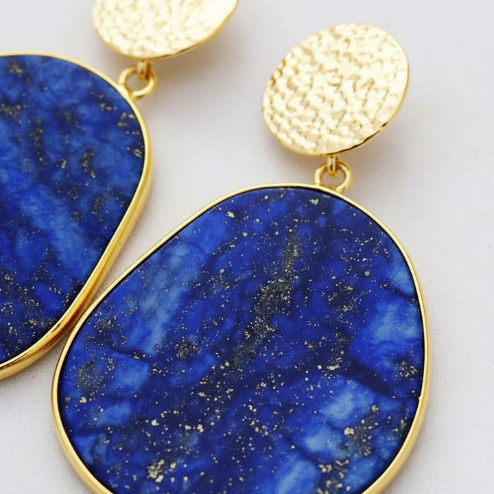 Lapislazuli Ohrringe Blau Steinscheibe