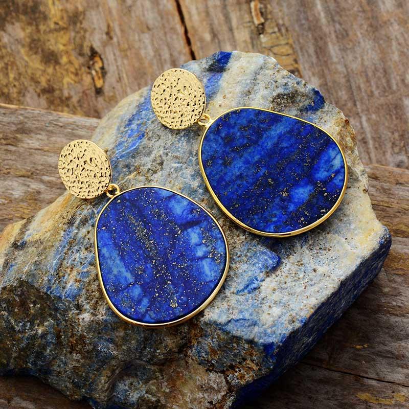 Lapislazuli Ohrringe Stein Detail