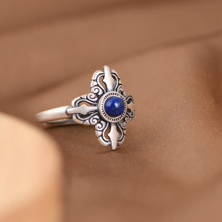 Ring 925 Silber Lapislazuli mit Verzierung für Positivität und Harmonie