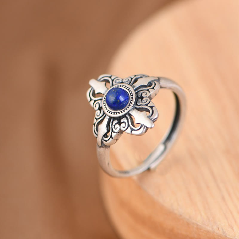Ornamentaler Ring 925 Silber Lapislazuli Positivität Schutz Intuition Glück