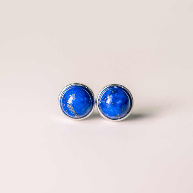 Ohrringe Lapislazuli Silber Balance Ohrstecker blau Edelstein Boho Schmuck spirituell